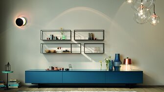 Prächtiges Blau: Für das edle Lowboard Ando von Haas kam Aduro Pigmocolor 4in1 von ADLER zum Einsatz. (Foto: Haas Möbelwerk)  